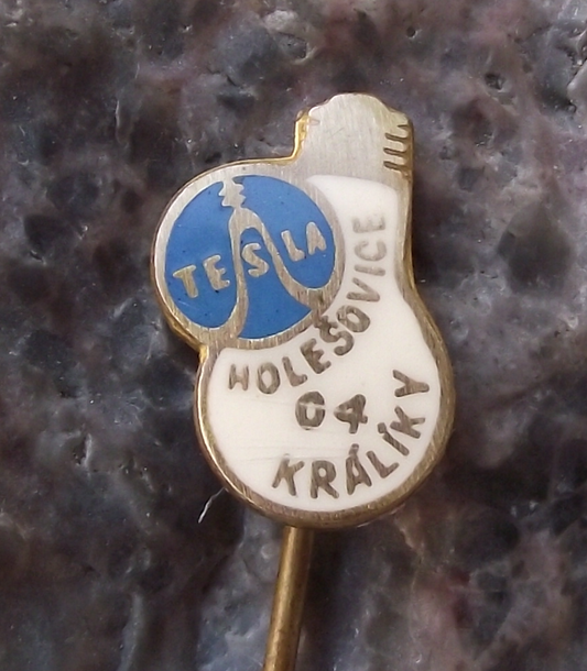 Vintage Tesla Sine Wave Logo Holesovice Kraliky 04 Light Bulb Motif Pin Badge