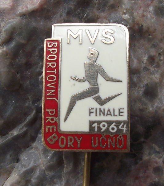 1964 MVS Czech Vocational School Athletics Competition Finals Sprinter Pin Badge