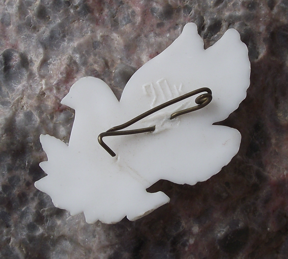 Vintage Soviet Union Russian White Dove Peace Plastic Pin Badge