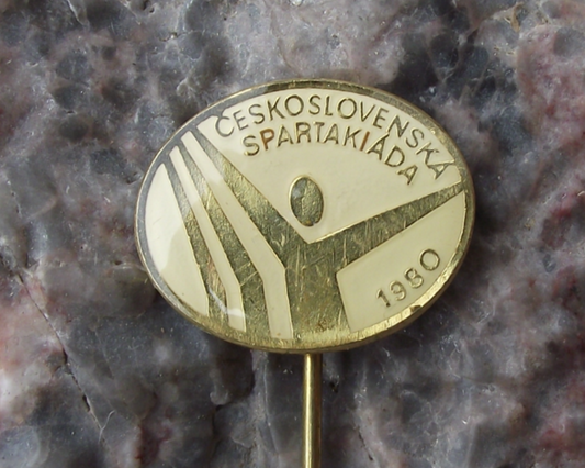 1980 Czech Spartakiad Mass Gymnastics Event Prague Celebration Pin Badge - Badgecrazy