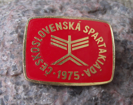 1975 Czech Spartakiad Mass Gymnastics Event Prague Clasp Brooch Pin Badge - Badgecrazy