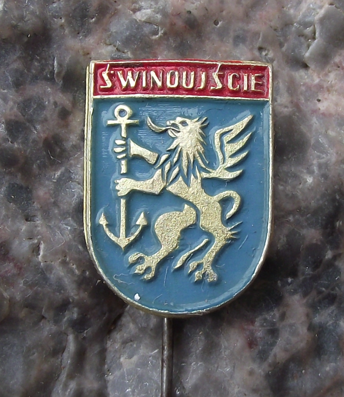 Vintage Poland Heraldic Polish City Town Crest Swinoujscie Pin Badge
