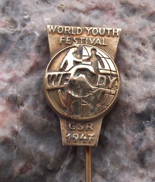 1947 WFDY World Youth Festival Prague Student Federation Pin Badge - Badgecrazy