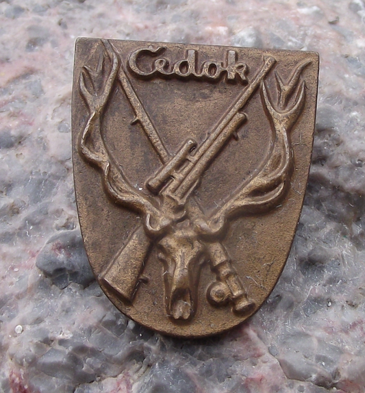 Vintage Deer Hunting Trip Cedok Hunters Rifle Czech Hunt Pin Badge