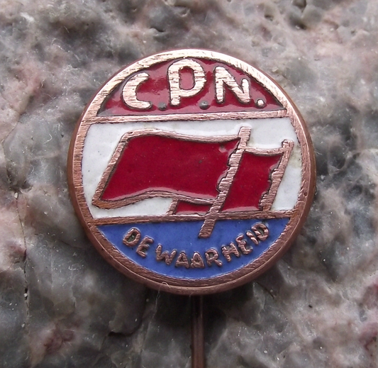 Vintage Dutch Netherlands Communist Party CPN Members Red Flag Pin Badge
