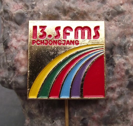 1989 WFDY World Youth Festival North Korea Democratic Federation Pin Badge