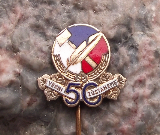 1947 Czech National Social Party 50th Anniversary Political Pin Badge - Badgecrazy