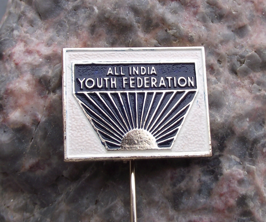 Vintage WFDY World Youth Festival All India Federation Communist Pin Badge