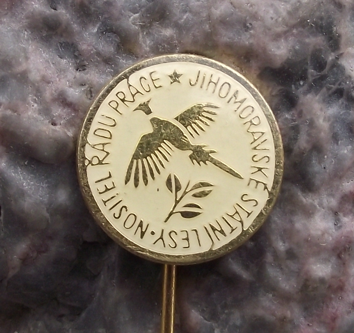 Vintage Czech Forestry Pheasant Hunter Moravian Good Worker Award Pin Badge