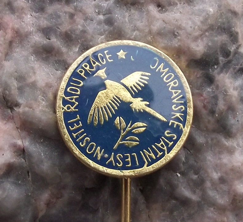 Vintage Czech Forestry Pheasant Hunter Moravian Good Worker Award Pin Badge