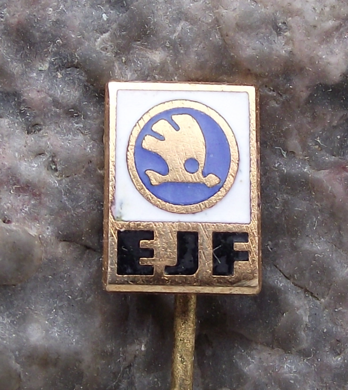 Vintage Skoda Car Company Vehicle Electrics Plant EJF Pin Badge
