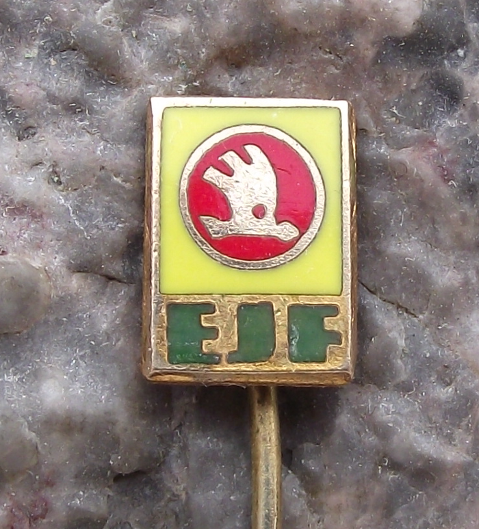 Vintage Skoda Car Company Vehicle Electrics Plant EJF Pin Badge