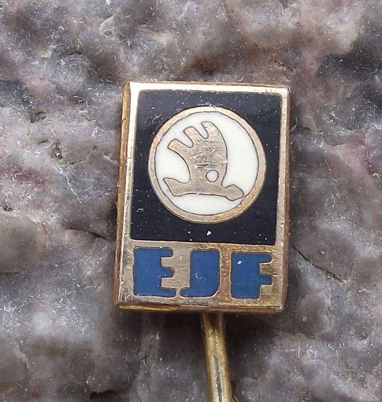 Vintage Skoda Car Company Vehicle Electrics Plant EJF Pin Badge