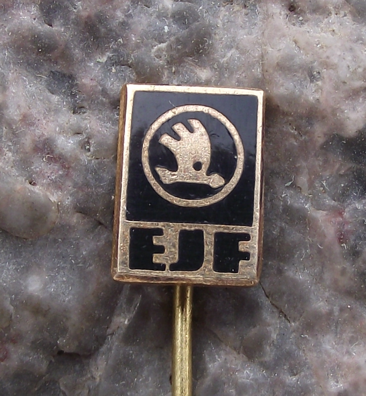 Vintage Skoda Car Company Vehicle Electrics Plant EJF Pin Badge