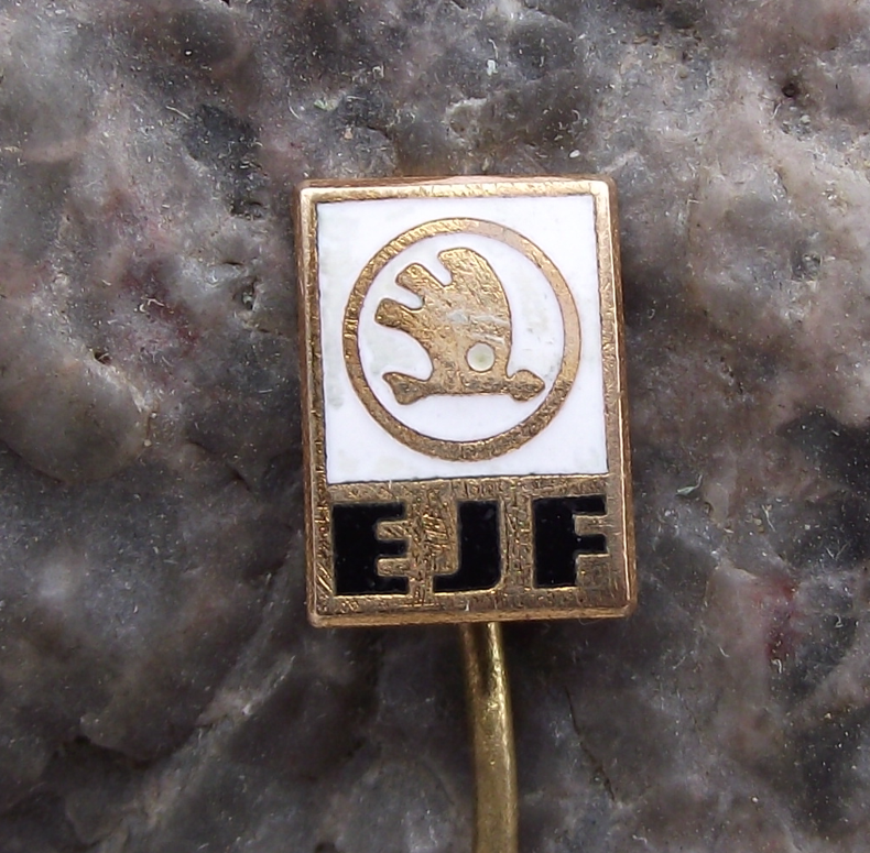 Vintage Skoda Car Company Vehicle Electrics Plant EJF Pin Badge