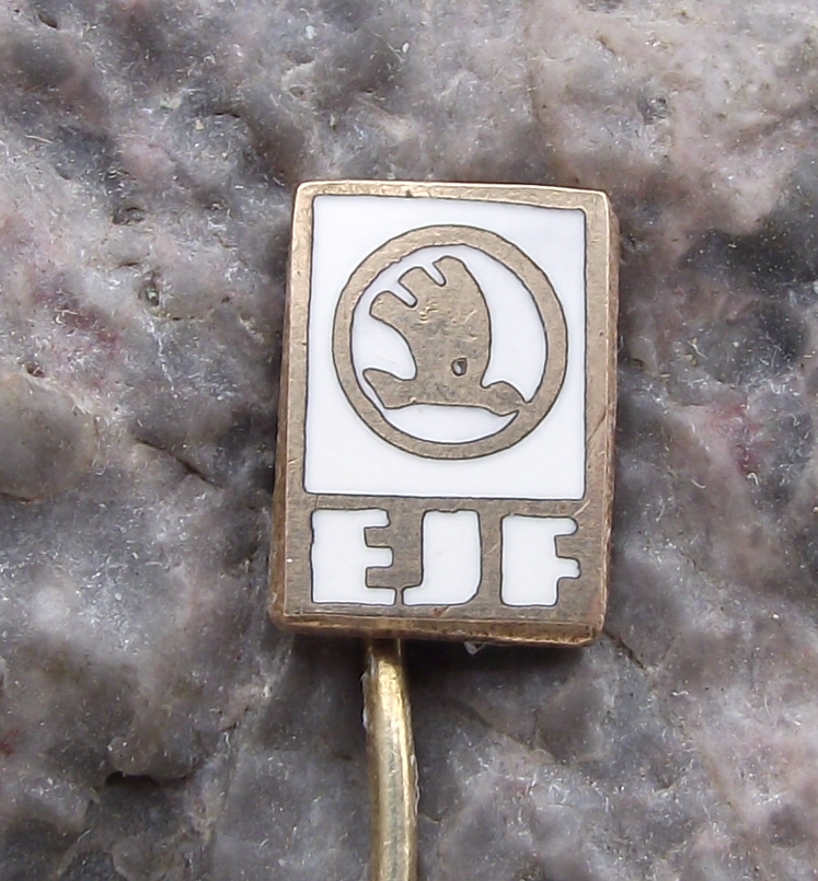 Vintage Skoda Car Company Vehicle Electrics Plant EJF Pin Badge