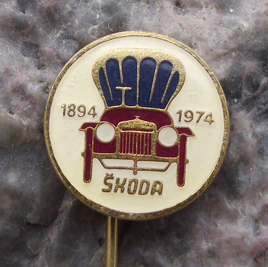 1974 Skoda Cars Mlada Boleslav 80th Anniversary Voiturette Pin Badge