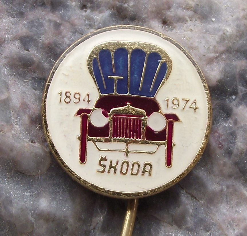 1974 Skoda Cars Mlada Boleslav 80th Anniversary Voiturette Pin Badge