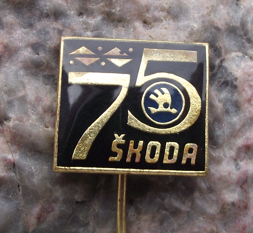 1969 Skoda Car Company 75th Anniversary Mlada Boleslav Factory Pin Badge