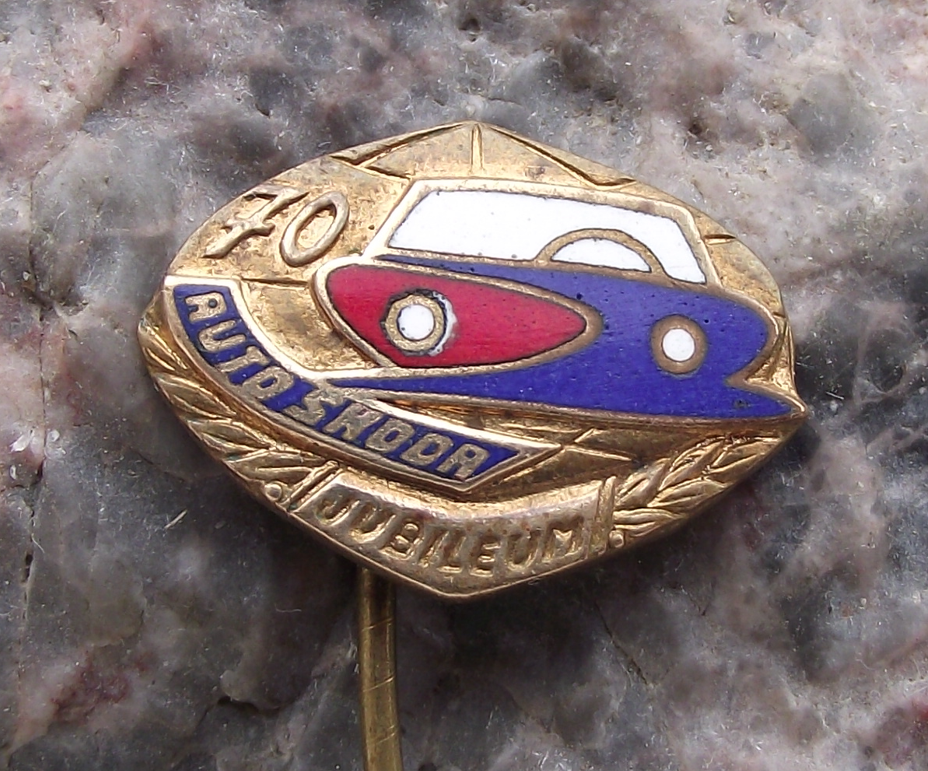1965 Auto Skoda Car Company 70th Anniversary Jubilee Pin Badge