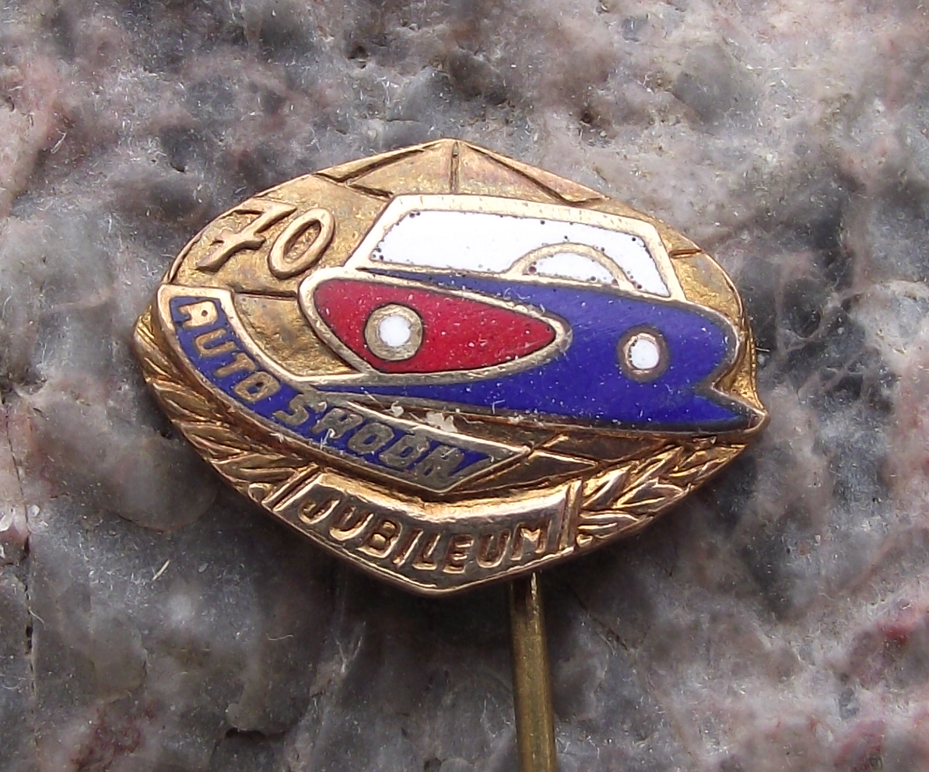 1965 Auto Skoda Car Company 70th Anniversary Jubilee Pin Badge