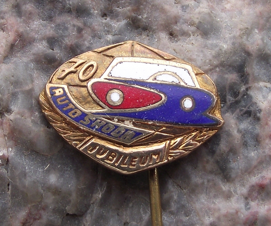 1965 Auto Skoda Car Company 70th Anniversary Jubilee Pin Badge
