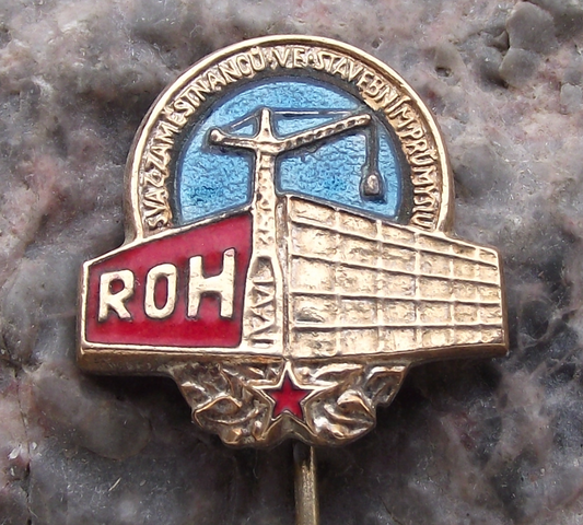 Vintage Czech Construction Workers Trade Union ROH Tower Crane Pin Badge