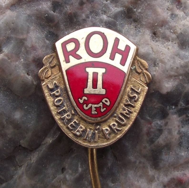 Vintage Czech Consumer Goods Trade Union ROH 2nd Congress Pin Badge