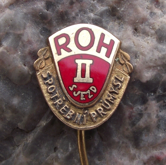 Vintage Czech Consumer Goods Trade Union ROH 2nd Congress Pin Badge