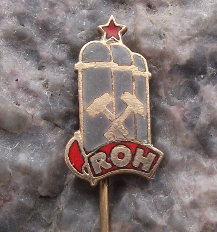 Vintage Czech Coal Miner Mining Silos Trade Union Member ROH Pin Badge