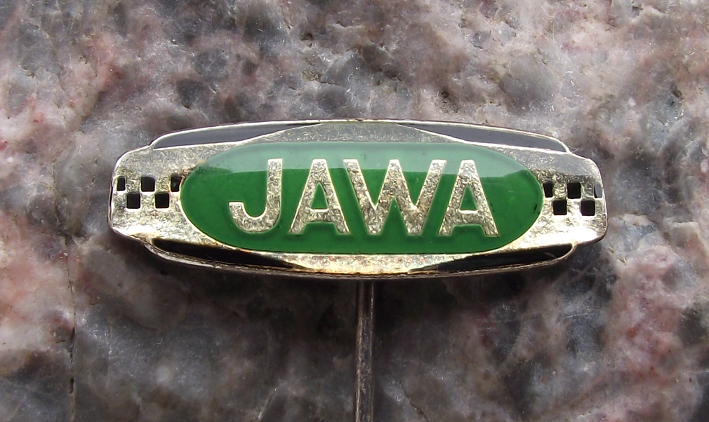 Jawa Racing Motorcycles Motorbike Chequered Flag Logo Race Pin Badge