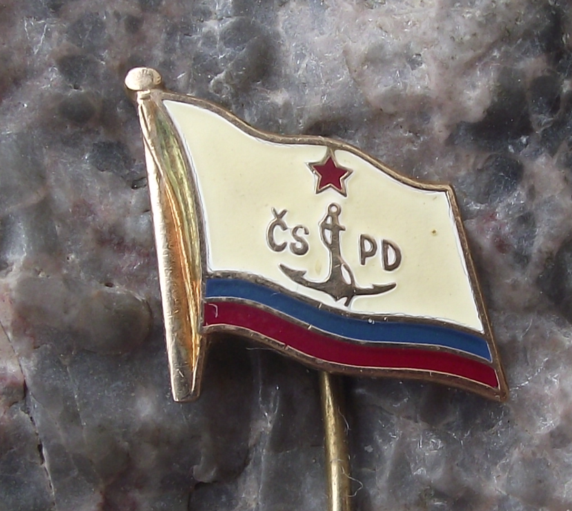 Vintage Czechoslovakia CSPD Danube River Shipping Company Flag Pin Badge