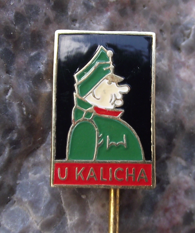 Vintage Good Soldier Svejk Pub Restaurant U Kalicha Hasek Prague Pin Badge