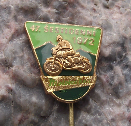 1972 ISDT International 6 Six Day Motorcycle Enduro Race Mototechna Pin Badge