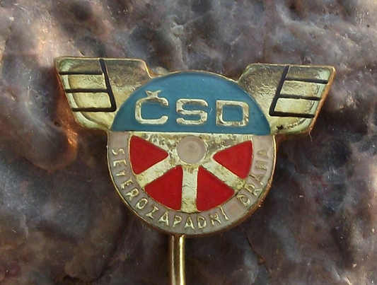 Vintage CSD Czech State Railways North Western Region Train Rail Logo Pin Badge