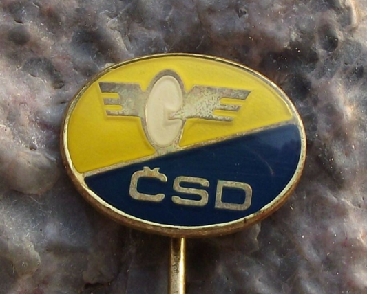 Vintage CSD Czechoslovakia Railway Winged Wheel Logo Pin Badge