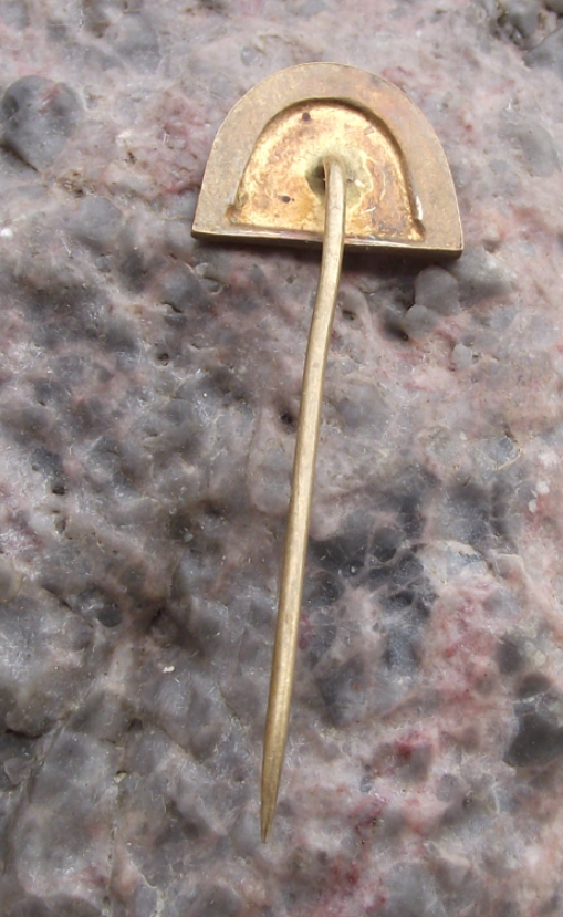 Vintage Golden Helmet Shaped FIM Motorcycle Race Speedway Track Racing Pin Badge