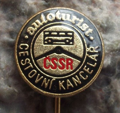 Autoturist Car Motor Tourism Travel Agent Czechoslovakia Advertising Pin Badge - Badgecrazy