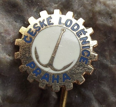 Ceske Lodenice Prague Shipyard Czech Ship Boat Builders Anchor Cog Pin Badge - Badgecrazy