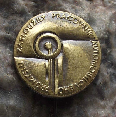CAZ Czech State Motor Car Auto Industry Zaslouzily Worker Award Merit Pin Badge - Badgecrazy