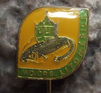 Antique Litomerice Fishing Association CSRS Members Giant Catfish Pin Badge - Badgecrazy