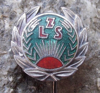 Polish Ludowe Zespoły Sportowe LZS Sports Club Rising Sun Logo Members Pin Badge - Badgecrazy