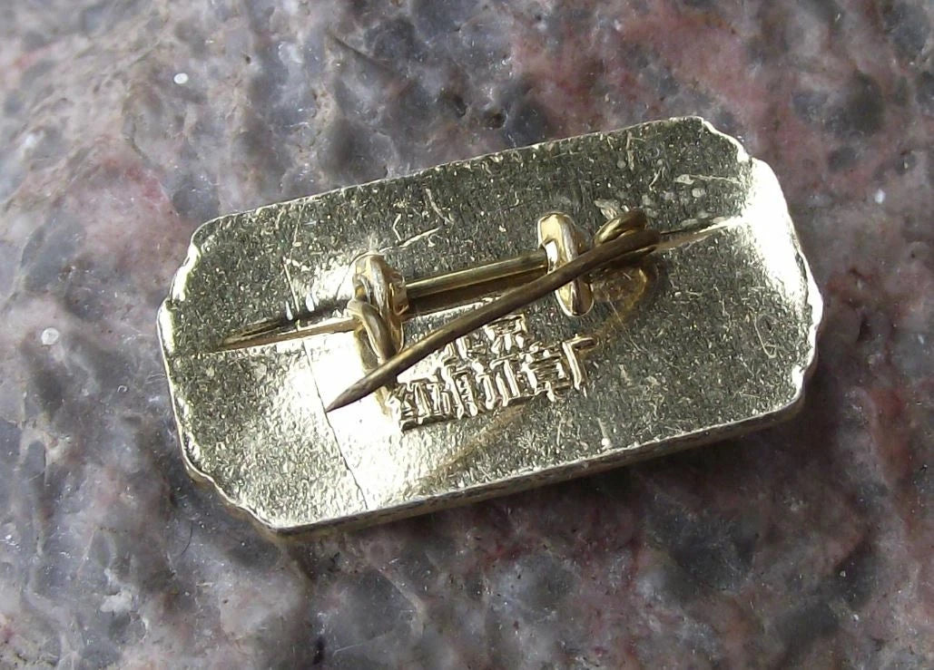 Vintage Tiananmen Forbidden Imperial City Chinese Rising Sun Motif Pin Badge
