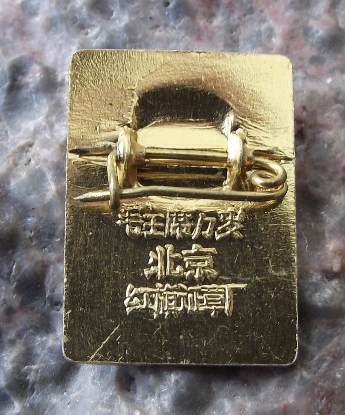 Vintage Chairman Mao Zedong Forbidden Palace Chinese Radiant Sun Pin Badge