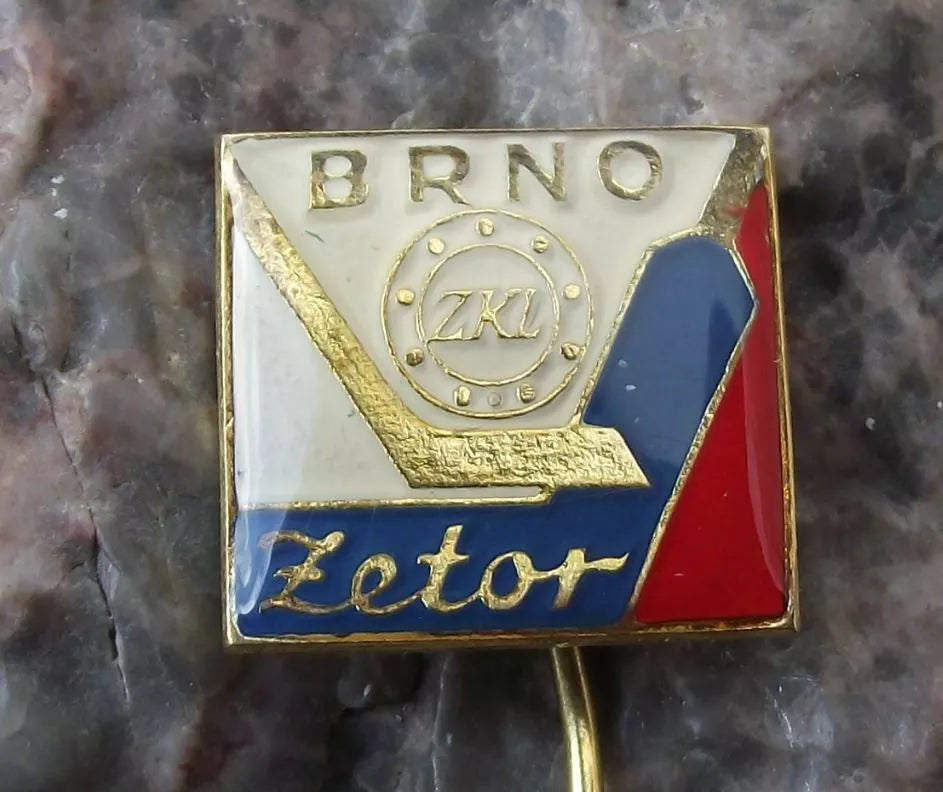 Vintage ZKL Brno Ice Hockey Team Czechoslovakia Stick Logo Pin Badge