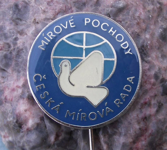 Vintage Czechoslovakia Czech World Peace Council March White Dove Bird Pin Badge