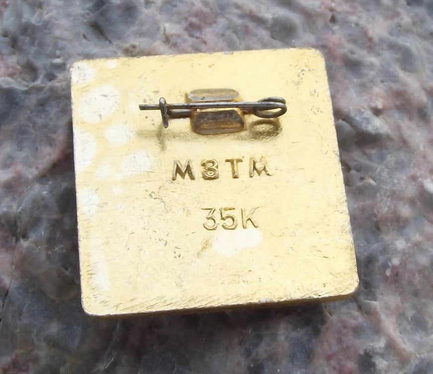 1973 Moscow Ice Hockey World Championships Soviet Union USSR Flags Pin Badge - Badgecrazy