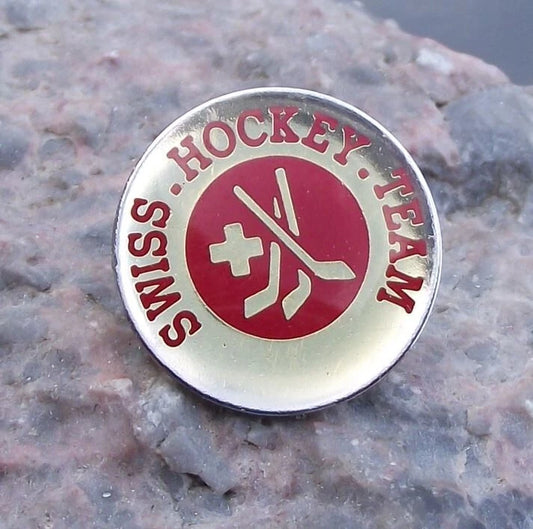 Swiss Switzerland Ice Hockey Team Association Members Crossed Sticks Pin Badge