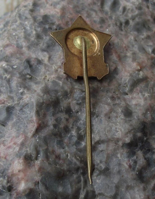 Vintage Czech Civil Defense Air Raid Aircraft Searchlight PCO Star Pin Badge