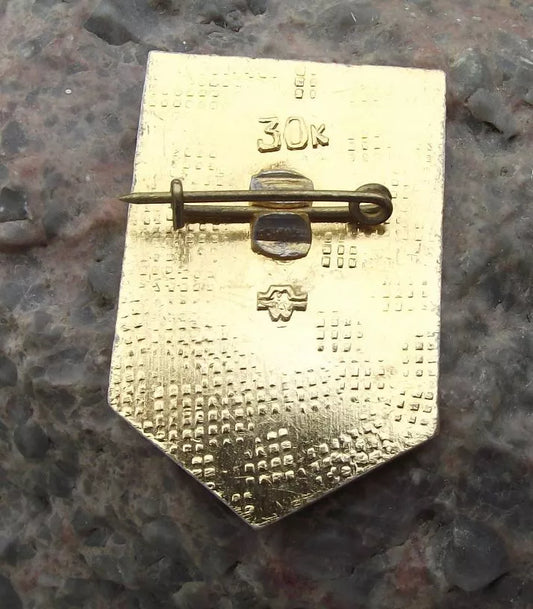 1980 Moscow Olympic Games Teddy Bear Mascot Colour Stripes Pin Badge